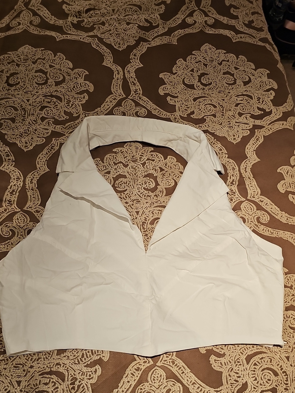 Princess Polly White Halter V-Neck Crop Camisole